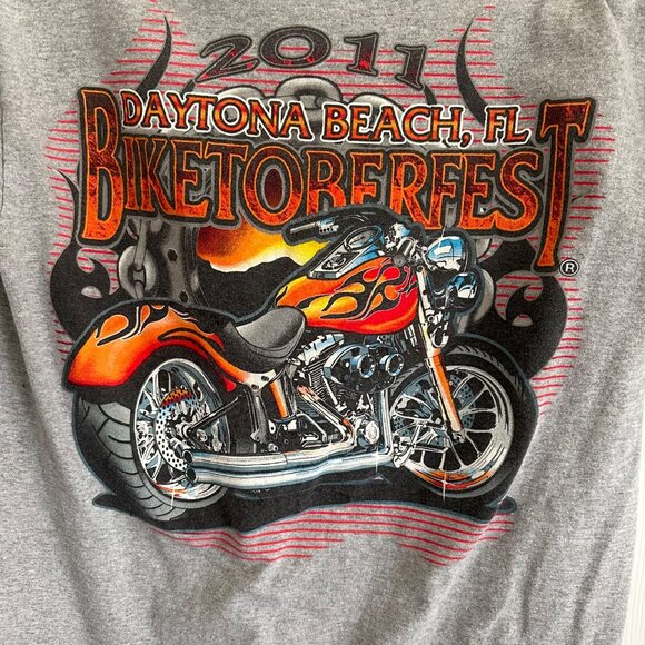 Annual Daytona Florida Biketoberfest 2011 Bikercore Motorcycle Gray T-Shirt SZ L - Picture 4 of 8